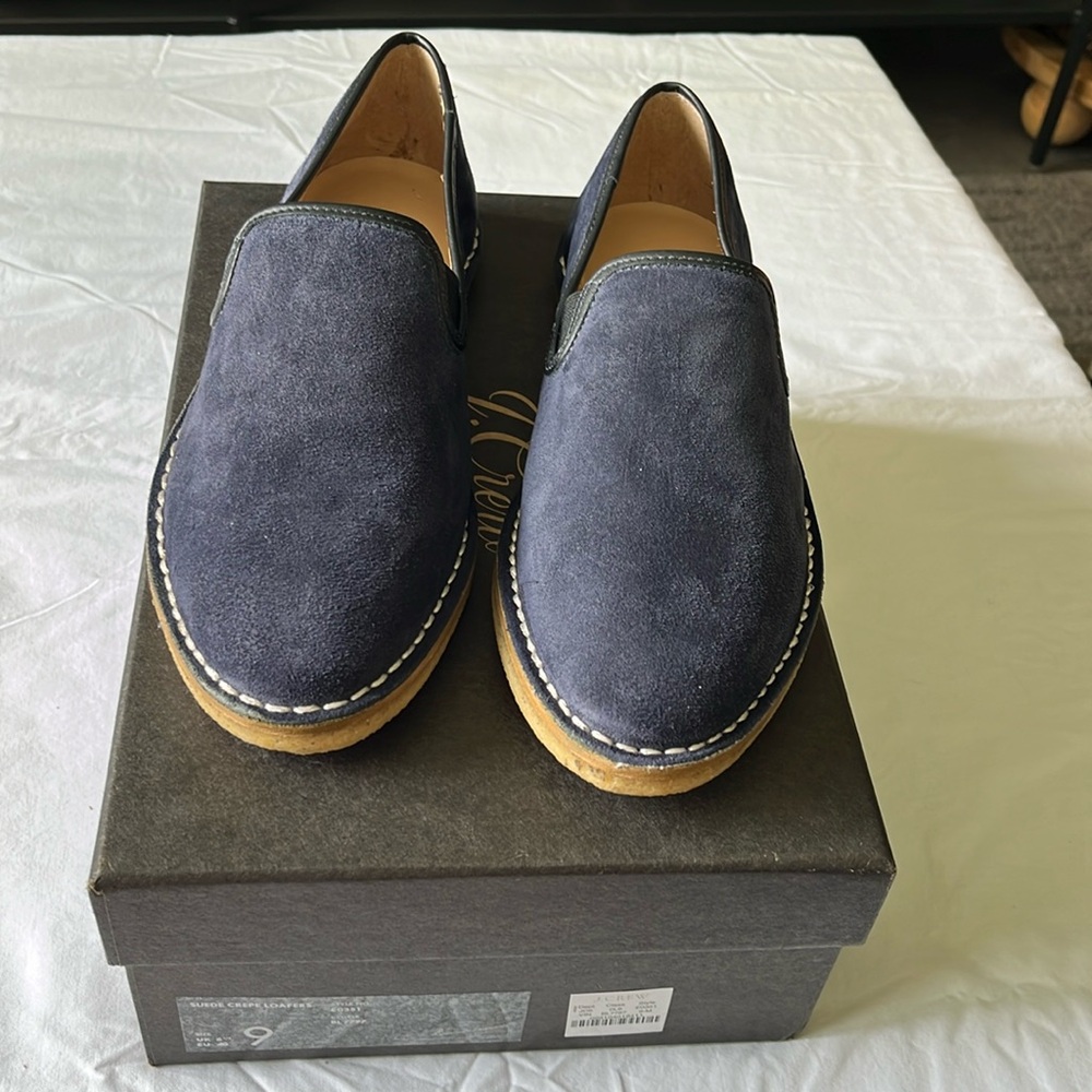 J.Crew NIB Suede Crepe Loafers- Vintage Indigo Navy- Size 9